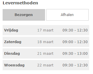 Kies je leverdag en Tijdvak van Post NL