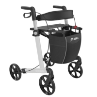 Rollator lichtgewicht Leopard lichtgrijs standaard wielen