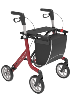 Rollator lichtgewicht Streamer 6,1 kg rood met rugband