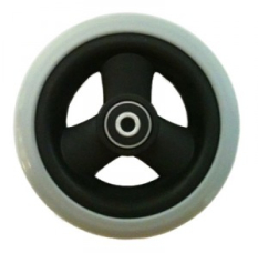 Wiel 5×1 (125×27) Rubber GR70 grijs, zwarte 3 spaaks velg